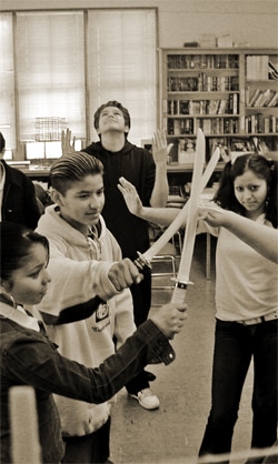 A sword ceremony officiated by students